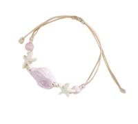 ZEPFJHE Handmade Beach Styles Handchain Star Fish Conch Con Perline In Ceramica E Cavo Intrecciato Spiaggia Accessori Vacanze Gioielli fatti a Mano, Misura unica, come descritto