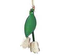 ZEPFJHE Handmade del cuoio genuino di fascino floreale di tendenza del fiore del cuoio del supporto della borsa del supporto della borsa di fascino appeso, bianco, M