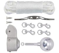 ZEPFJHE Il set di hardware per asta della bandiera in alluminio include un dado a sfera dorato da 7,6 cm e una puleggia in nylon da 5,1 cm per aste da giardino con meccanismo scorrevole a corda