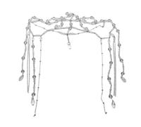 ZEPFJHE Lunga catena per la testa delle donne con gocce d'acqua in cristallo trasparente con perline per fronte, fasce per capelli per feste di nozze ornamenti per capelli