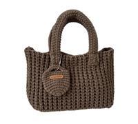 ZEPFJHE Morbido filato fatto a mano all'uncinetto borsa pratica a maglia elegante borsa con manico superiore per aggiungere moda a qualsiasi outfit morbido filato pratico, Colore caffè., One Size