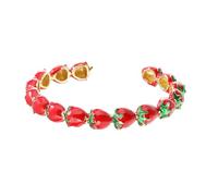 ZEPFJHE Motivi giocosi fragole versatili gioielli in rame frutta a tema festa gioielli per le donne Outfit Enhancer delicato fragola fascino braccialetto, Misura unica, come descritto