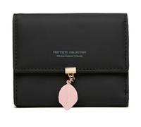 ZEPFJHE Multi Slot PU Portafoglio per Donne Ragazza Borsa Trifold Porta Carte di Credito Portamonete Breve Tipo Portafoglio Portatile, Nero