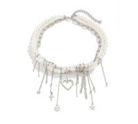 ZEPFJHE Nappetti A Cuoricamini Per Coproni Coprone Stella Vintage Multistrato Catena Elegante Adatta Per La Collana Tendenza Quotidiana Festa