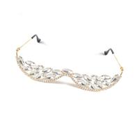 ZEPFJHE Nessuno Lens Strass Occhiali Cornici A Forma di V Strass Occhiali Da Sole Mezza Telaio Occhiali di Cristallo Per Fotografia Puntelli Cristallo V Frame Occhiali, Oro, Taglia unica