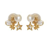 ZEPFJHE Orecchini geometrici con perle finte e strass tono argento comfort fit post imitazione perle strass orecchini orecchini