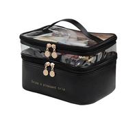 ZEPFJHE Organizer da viaggio impermeabile per cosmetici, pratica borsa per il trucco con organizer a due livelli per gli appassionati di bellezza