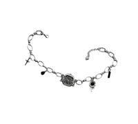 ZEPFJHE Orologio da tasca in lega industriale, collana con catena a clavicola con ingranaggi visibili, accessorio alla moda, regalo Steampunk, collana regalo con dettagli in vetro, Nero , misura unica