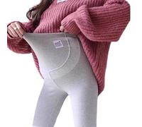 ZEPFJHE Pantaloni da gravidanza, morbidi, invernali, foderati in pile, con cintura regolabile e comodi leggings premaman per gravidanza, Grigio chiaro, increase XL