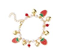 ZEPFJHE Piccolo frutto delicato gioielli a mano cuore dolce accessori lega texture adatto per eventi speciali dolce fragola cuore fascino, Misura unica, come descritto