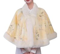 ZEPFJHE Poncho lungo in pelliccia sintetica da donna, invernale, in peluche, scialle caldo, per attività casual e all'aperto, Giallo, M