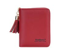 ZEPFJHE Portafoglio da donna, porta biglietti da visita, portamonete, in pelle PU, tascabile, portatile, da viaggio, Rosso