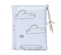 ZEPFJHE Portamonete alla moda con fiocchi per ragazze, estetico, piccolo, portamonete, tasca per contanti, con finestra trasparente, per donne, Blu