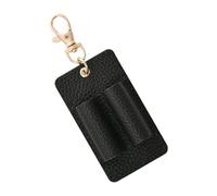 ZEPFJHE Portapenne in pelle con doppio scomparto organizer da viaggio portachiavi per quaderni, diari, zaini, doppio portapenne con clip in acciaio inox, Nero