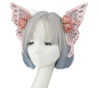 ZEPFJHE Pratica fascia per capelli con ali di farfalla, stile gotico, Lolitas, rinascimentali, boschi, fate, accessorio per costume per ogni occasione, copricapo con farfalla e fiore per donne