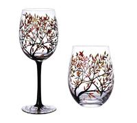 ZEPFJHE Quattro bicchieri da vino a forma di albero Calice creativo stampato tazza di vetro rotonda per vino birra cocktail bicchieri di grande capacità