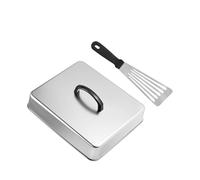 ZEPFJHE Robusta pressa in acciaio inox con coperchio e paletta per pesce per barbecue da cucina in acciaio inox rettangolare e set spatola per pesce