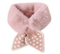 ZEPFJHE Scaldacollo per bambini per sciarpa colletto finto sciarpa collo in pile collo di lana papillon, A pois rosa., M