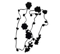 ZEPFJHE Sciarpe alla moda fatte a mano a maglia con fiori sciarpa da donna per gli appassionati di moda vintage, Nero , M