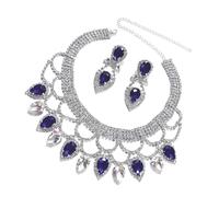 ZEPFJHE Set collana e orecchini in cristallo con struttura in metallo per donne che amano accessori affascinanti e accattivanti, collana fatta a mano, Misura unica, come descritto, come descritto