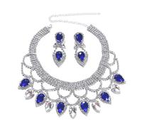 ZEPFJHE Set collana e orecchini in cristallo con struttura in metallo per donne che amano accessori affascinanti e accattivanti, collana fatta a mano, Misura unica, come descritto, come descritto