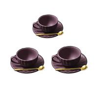 ZEPFJHE Set da tè in miniatura per case delle bambole francesi in lega, tazza da caffè e piattino per una scena elegante, set da tè con tazza e piattino in lega per esposizione elegante