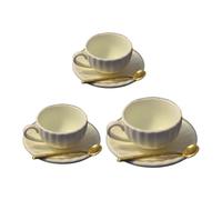 ZEPFJHE Set da tè in miniatura per case delle bambole francesi in lega, tazza da caffè e piattino per una scena elegante, set da tè con tazza e piattino in lega per esposizione elegante