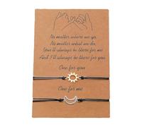 ZEPFJHE Set di 2 eleganti braccialetti con sole e luna, ideali per esprimere l'amore in occasioni speciali come San Valentino gioielli, Misura unica, come descritto