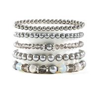 ZEPFJHE Set di 5 braccialetti con perline di cristallo e fascia elastica, ideali per feste e appuntamenti, Misura unica, come descritto