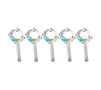 ZEPFJHE Set di 5 eleganti piercing da naso in lega e cerchio set 20G L Bend Stick con scintillanti pietre CZ gioielli accessorio per uso quotidiano piercing al naso gioielli, 6 1/2, come descritto