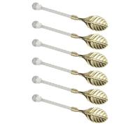 ZEPFJHE Set di 6 cucchiai per mescolare, in lega di zinco, utensili da intaglio con manico in acrilico, per caffè e gelato, set di utensili antichi