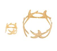 ZEPFJHE Set di gioielli geometrici con stelle marine e anelli in lega con struttura adatta per feste di lavoro e date da indossare al polso alla moda, Misura unica, come descritto, come descritto