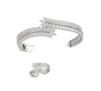 ZEPFJHE Set di gioielli in rame con pavé di zirconi cubici e design a grano regolabile, set di gioielli in rame con pietra di zircone