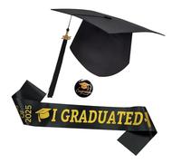 ZEPFJHE Set di laurea commemorativo 2025 cappello regolabile con fascia e medaglioni per cerimonie universitarie accessori per laurea universitaria foto università