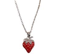 ZEPFJHE Simple Collana Alla A Pendente A Forma Fragola Gioielli Per Collo Perfetti Per Coppia Giovane O Catena Amici Intimi