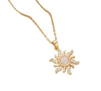 ZEPFJHE Sofisticata collana floreale moderna con zirconi realizzata in acciaio anallergico per raduni da donna elegante, Misura unica, come descritto, come descritto