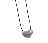ZEPFJHE Sofisticata collana in corda nera a forma di cuore con un semplice ciondolo in lega, accessorio alla moda multifunzionale per collana elegante da donna per tutti i giorni, Misura unica, come