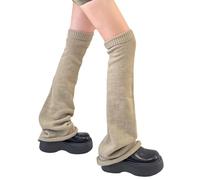 ZEPFJHE Sopra Il Ginocchio In Maglia Coscia Alti Scaldamuscoli Calze Per Le Donne Caldo Elegante Tinta Unita Svasata Sopra Il Ginocchio Copre Le Calze Gli Scaldam, Lino marrone, Taglia unica