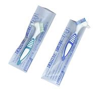 ZEPFJHE Spazzola per protesi con setole multistrato per denti falsi, strumento per la cura delle setole e manico ergonomico per viaggi a casa