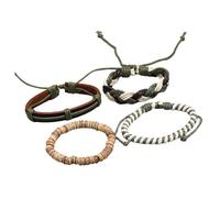 ZEPFJHE Stili alla moda da uomo multistrato catena da polso con pelle PU e perline abbigliamento casual accessorio abbigliamento casual, Misura unica, come descritto