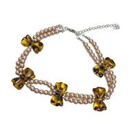 ZEPFJHE Stili Punk Per La Catena Perline Plastica Regolabili Bows A Sospensione Gioielli Accessori Per Adolescenti E Amante Della Gioielli Leopardi Retrò Donne
