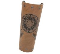 ZEPFJHE Storico Braccio Guardia Gioco di Roleplay Guanti Vintage Bracciale Goffratura Guardia PU Bracciali In Pelle Per Evento Formale Accessori Costume, Marrone chiaro, A