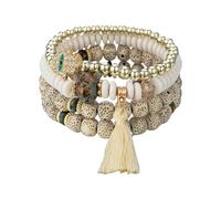 ZEPFJHE Styles, set di 4 ciondoli a forma di occhi malvagi con cristalli e catenine di perline, per donne alla moda, abbigliamento quotidiano, accessori etnici, Misura unica, come descritto