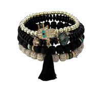 ZEPFJHE Styles, set di 4 ciondoli a forma di occhi malvagi con cristalli e catenine di perline, per donne alla moda, abbigliamento quotidiano, accessori etnici, Misura unica, come descritto