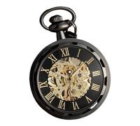 ZEPFJHE Subcultures Punks Orologio da tasca meccanico con quadrante in vetro trasparente e quadranti per giochi di ruolo Anime Steampunk, Nero oro