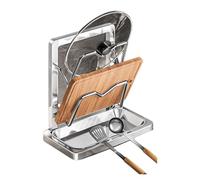 ZEPFJHE Supporto per coperchio in acciaio inox 304 pentole montaggio a parete tagliere antiruggine rack salvaspazio organizer da cucina accessori per l'organizzazione della casa