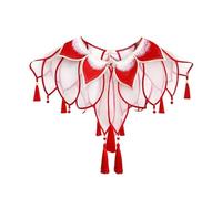 ZEPFJHE Tradizionale Cinese Con Perline Frangia Falso Collare Capo Accessorio Scialle Per Bambini Festival Culturale Decorazioni Costume Ricamato Nappe Collare In Poliestere Per I Bambini, Rosso