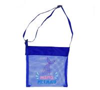 ZEPFJHE Traspirante Impermeabili Nylon Mesh Beach Bag Tracolla Regolabile Water Toy Holder Portatile Sea Shell Raccolta Grande Capacità Pieghevole Mesh Spiaggia per Bambini, Blu reale, Taglia unica