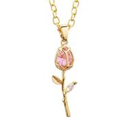 ZEPFJHE Tulipani In Rame Dorato Collana Floreale Con Che Dettaglia L'accessorio Portatile Per Matrimoni E Occasioni Speciali