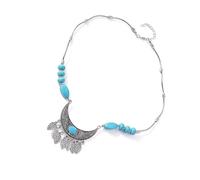 ZEPFJHE Turquoise Fogliame Collana Collana Bohémien Neckchain Lunghezza Regolabile Catena Clavicole Per Festival E Raduni Ciondoli Per Gemme Turchesi